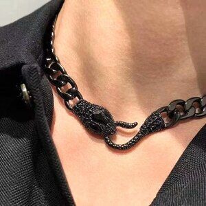 Necklace Snake Hook Choker Wrap Serpent Stylish Bold Statement Trendy Edgy Rock